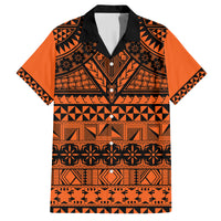 Halo Olaketa Solomon Islands Family Matching Off Shoulder Long Sleeve Dress and Hawaiian Shirt Melanesian Tribal Pattern Orange Version LT14 Dad's Shirt - Short Sleeve Orange - Polynesian Pride