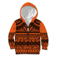 Halo Olaketa Solomon Islands Kid Hoodie Melanesian Tribal Pattern Orange Version LT14 Zip Hoodie Orange - Polynesian Pride