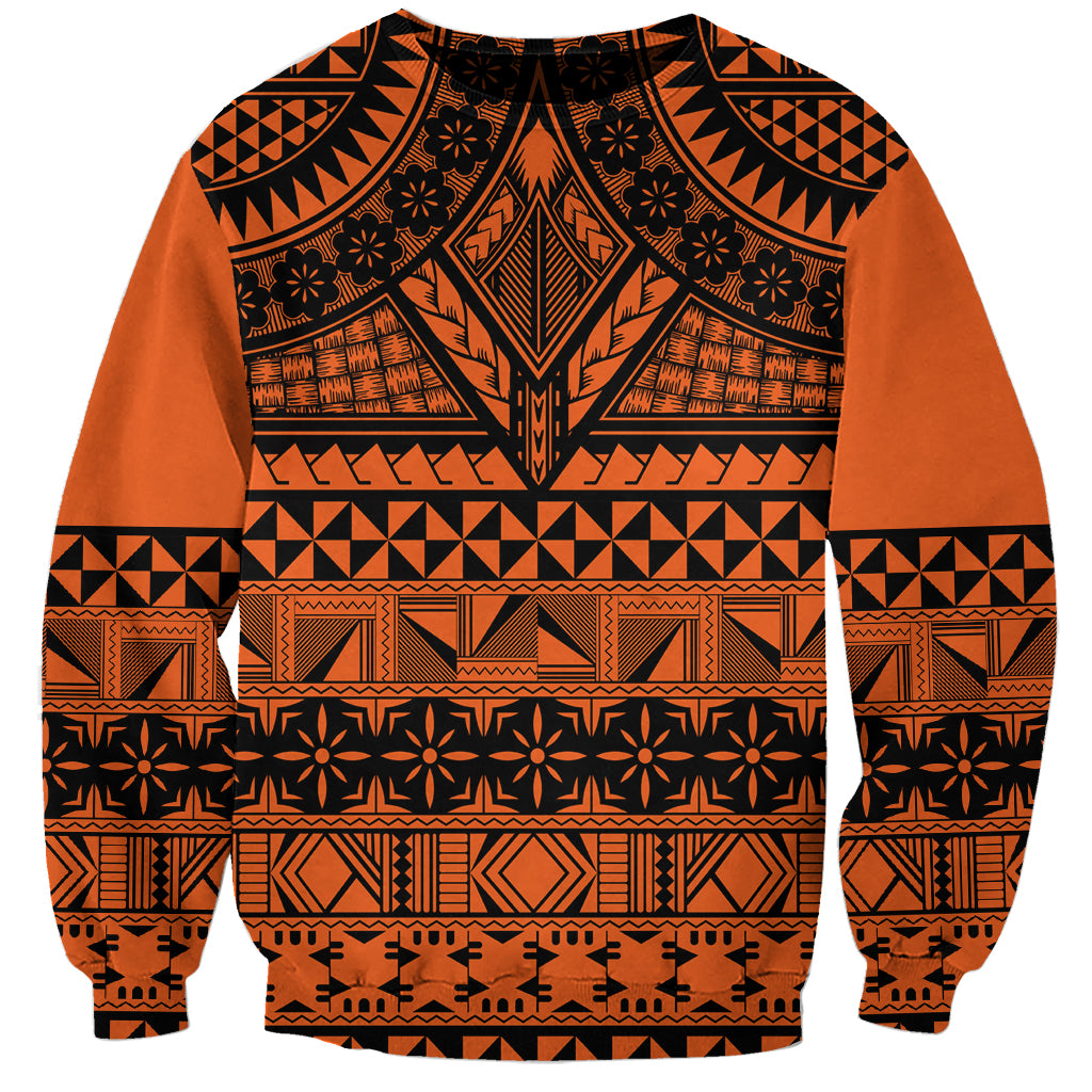 Halo Olaketa Solomon Islands Sweatshirt Melanesian Tribal Pattern Orange Version LT14 Unisex Orange - Polynesian Pride