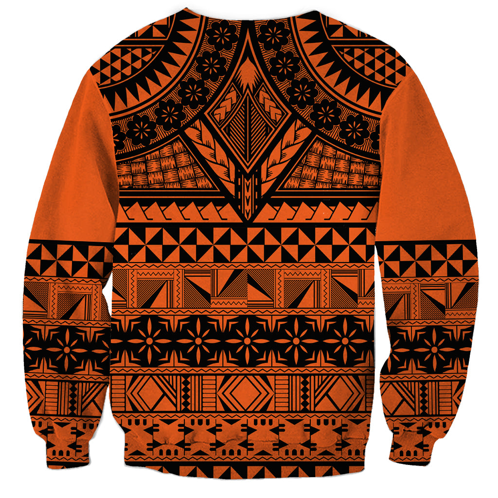 Halo Olaketa Solomon Islands Sweatshirt Melanesian Tribal Pattern Orange Version LT14 - Polynesian Pride