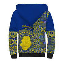 Fakaalofa Lahi Atu Niue Sherpa Hoodie Niuean Map With Hiapo Pattern Blue Version LT14 - Polynesian Pride