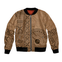 Fakaalofa Lahi Atu Niue Bomber Jacket Vintage Hiapo Pattern Brown Version LT14 Unisex Brown - Polynesian Pride