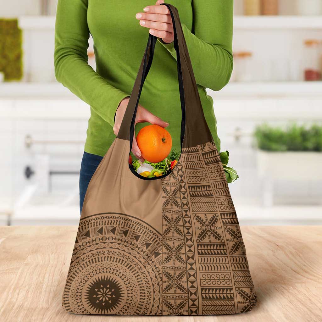 Fakaalofa Lahi Atu Niue Grocery Bag Vintage Hiapo Pattern Brown Version