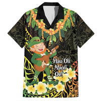 Hawaii Saint Patrick's Day Family Matching Short Sleeve Bodycon Dress and Hawaiian Shirt Ukulele Leprechaun Hau'Oli Maoli Oe!