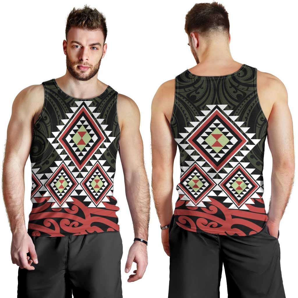 Kia Ora Aotearoa Men Tank Top 2025 Pasifika Maori Taniko Motifs