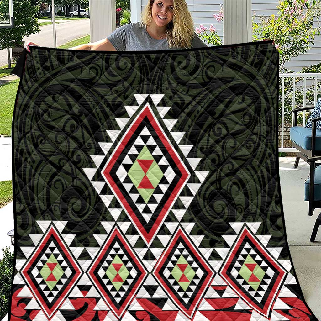 Kia Ora Aotearoa Quilt 2025 Pasifika Maori Taniko Motifs LT14 Black - Polynesian Pride