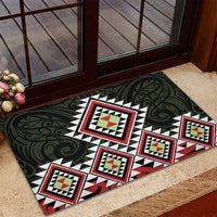 Kia Ora Aotearoa Rubber Doormat 2025 Pasifika Maori Taniko Motifs LT14 - Polynesian Pride