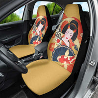 Japanese Geisha Koi Fish Car Seat Cover Cherry Blossoms Yellow Seigaiha Pattern LT14 - Polynesian Pride