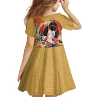 Japanese Geisha Koi Fish Family Matching Puletasi and Hawaiian Shirt Cherry Blossoms Yellow Seigaiha Pattern - Polynesian Pride