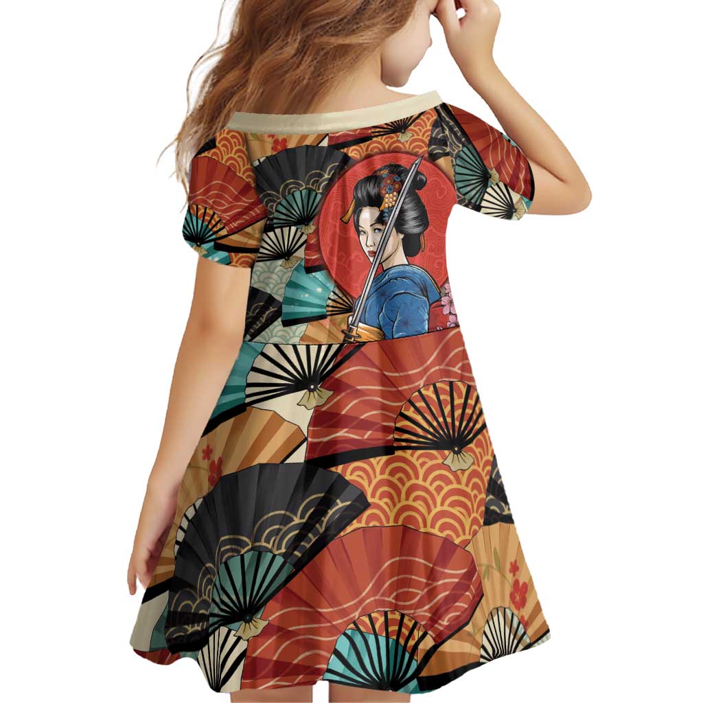 Japanese Geisha Katana Family Matching Mermaid Dress and Hawaiian Shirt Japan Sensu Seigaiha Pattern - Polynesian Pride