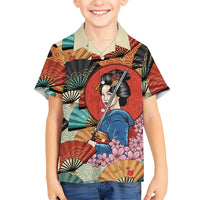 Japanese Geisha Katana Hawaiian Shirt Japan Sensu Seigaiha Pattern LT14 - Polynesian Pride