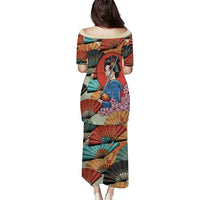 Japanese Geisha Katana Puletasi Japan Sensu Seigaiha Pattern LT14 - Polynesian Pride