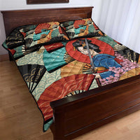 Japanese Geisha Katana Quilt Bed Set Japan Sensu Seigaiha Pattern LT14 - Polynesian Pride