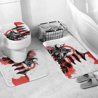 Japanese Samurai Warrior Enso Bathroom Set Japan Pagoda Sakura Watercolor LT14 Mat Set Only (3 pcs) One Size White - Polynesian Pride
