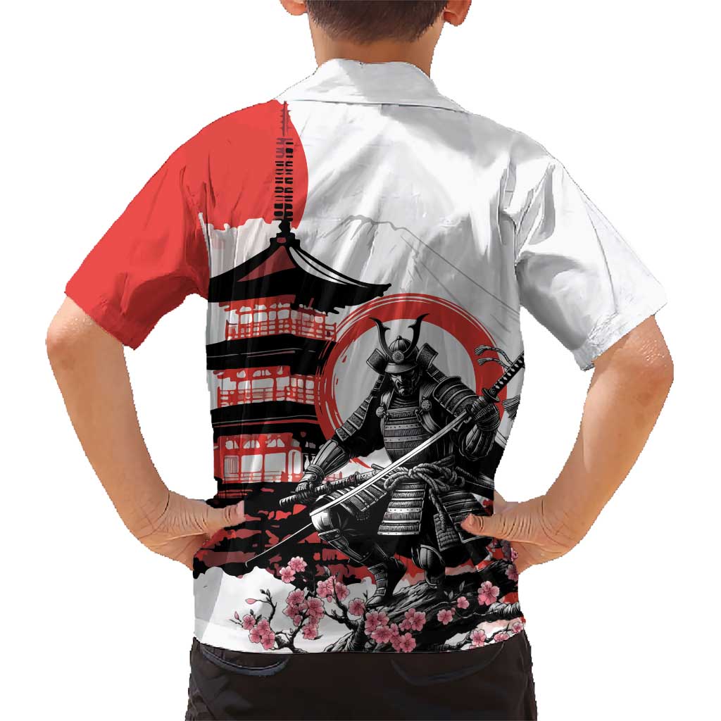 Japanese Samurai Warrior Enso Family Matching Off Shoulder Short Dress and Hawaiian Shirt Japan Pagoda Sakura Watercolor LT14 - Polynesian Pride