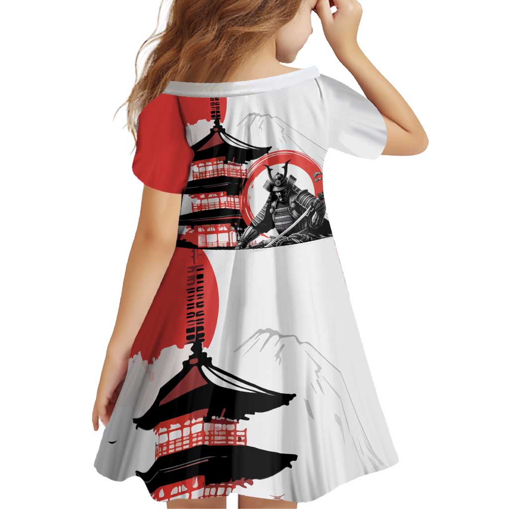 Japanese Samurai Warrior Enso Family Matching Off Shoulder Short Dress and Hawaiian Shirt Japan Pagoda Sakura Watercolor LT14 - Polynesian Pride