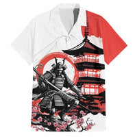 Japanese Samurai Warrior Enso Family Matching Off Shoulder Short Dress and Hawaiian Shirt Japan Pagoda Sakura Watercolor LT14 Dad's Shirt - Short Sleeve White - Polynesian Pride