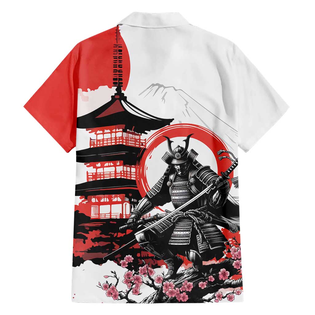Japanese Samurai Warrior Enso Family Matching Off Shoulder Short Dress and Hawaiian Shirt Japan Pagoda Sakura Watercolor LT14 - Polynesian Pride