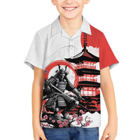 Japanese Samurai Warrior Enso Family Matching Off Shoulder Short Dress and Hawaiian Shirt Japan Pagoda Sakura Watercolor LT14 Son's Shirt White - Polynesian Pride