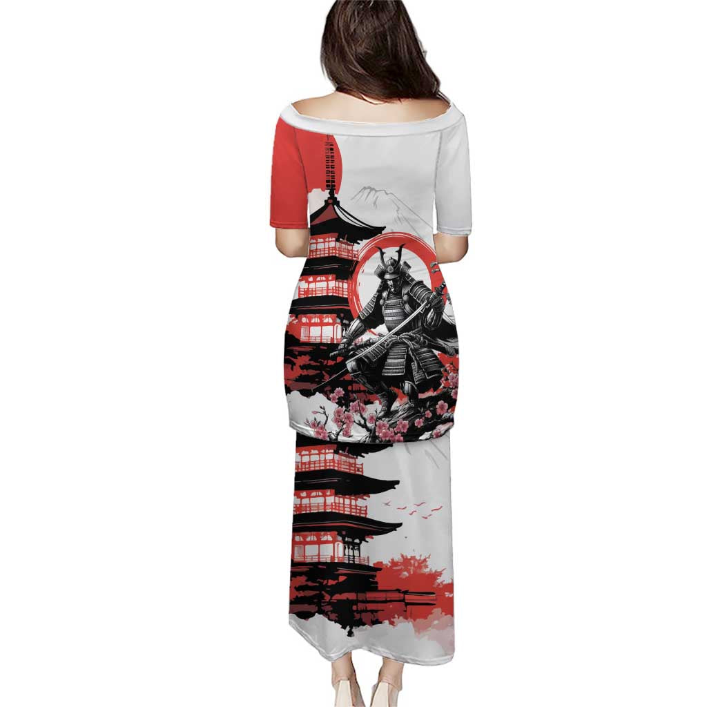 Japanese Samurai Warrior Enso Family Matching Puletasi and Hawaiian Shirt Japan Pagoda Sakura Watercolor - Polynesian Pride