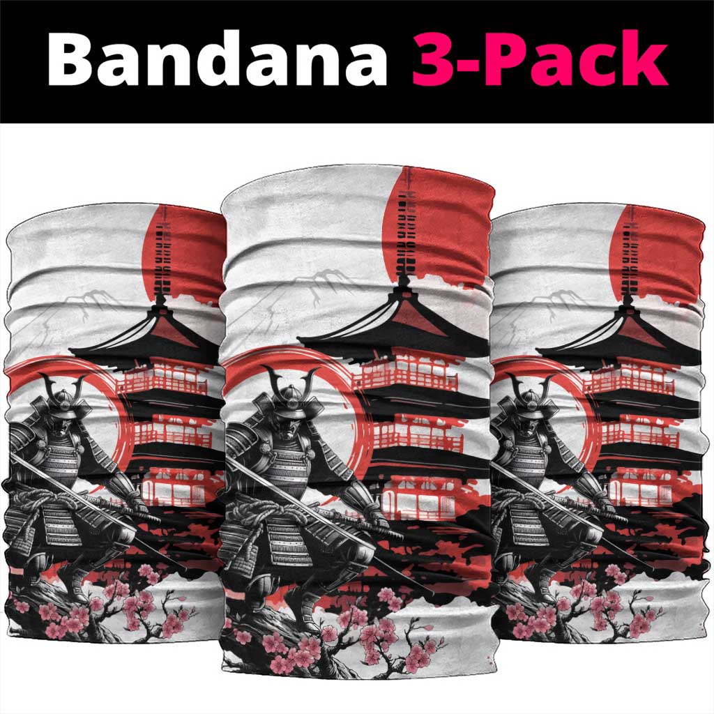 Japanese Samurai Warrior Enso Neck Gaiter Japan Pagoda Sakura Watercolor - Polynesian Pride