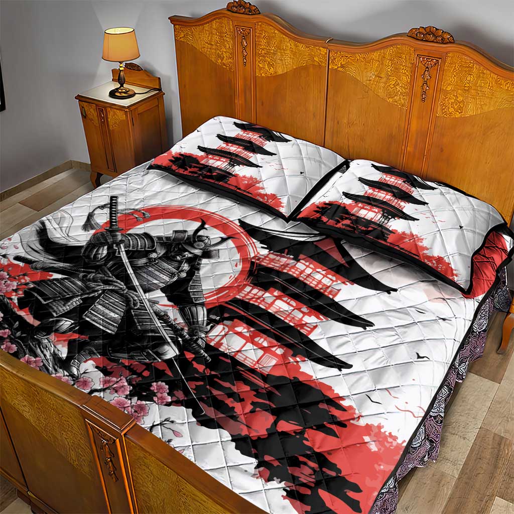 Japanese Samurai Warrior Enso Quilt Bed Set Japan Pagoda Sakura Watercolor LT14 - Polynesian Pride