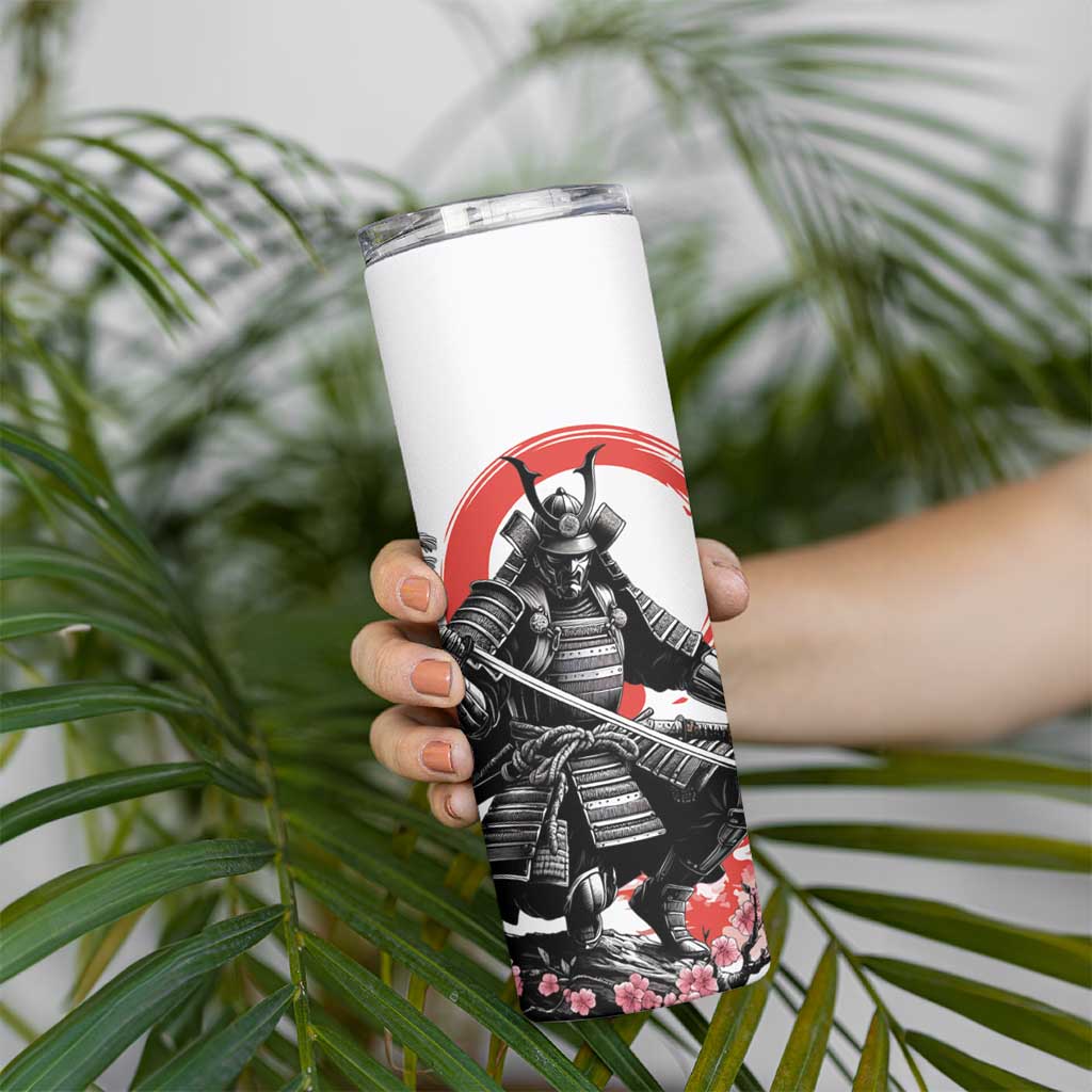 Japanese Samurai Warrior Enso Skinny Tumbler Japan Pagoda Sakura Watercolor - Polynesian Pride