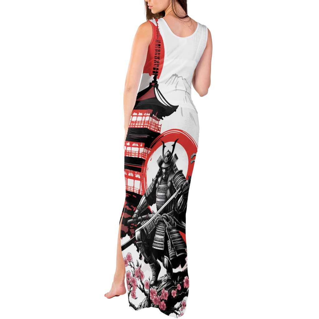 Japanese Samurai Warrior Enso Tank Maxi Dress Japan Pagoda Sakura Watercolor - Polynesian Pride