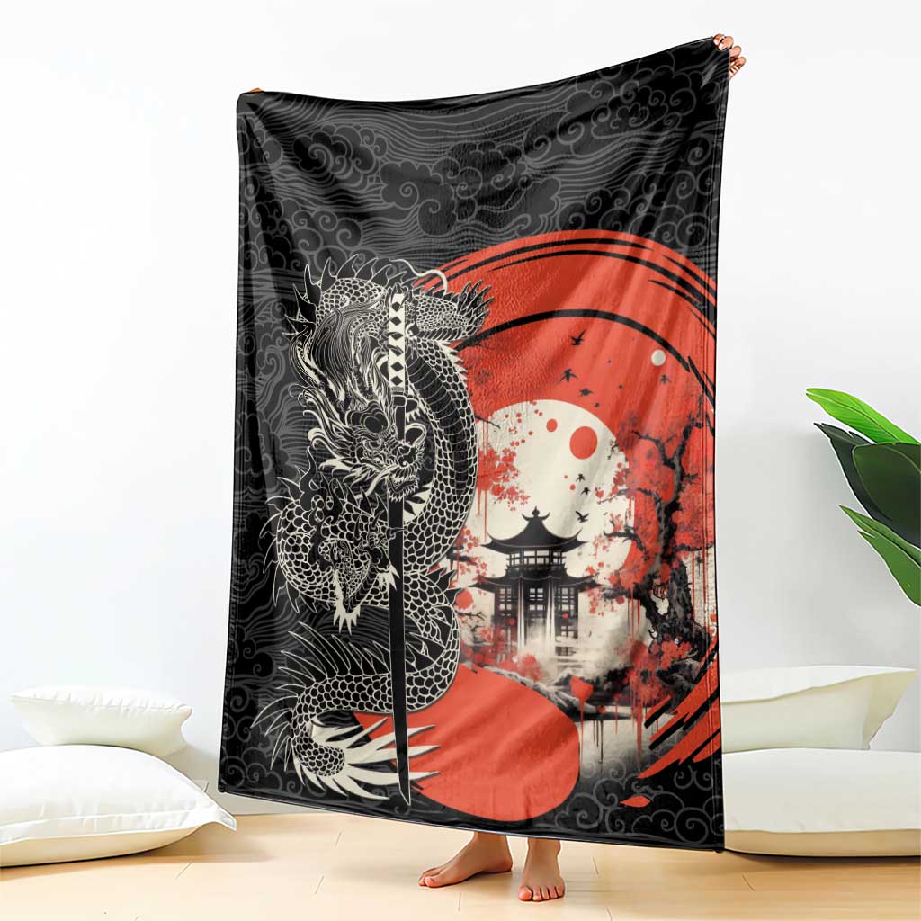 Japanese Dragon Katana Enso Blanket Japan Pagoda Seamless Cloud LT14 - Polynesian Pride