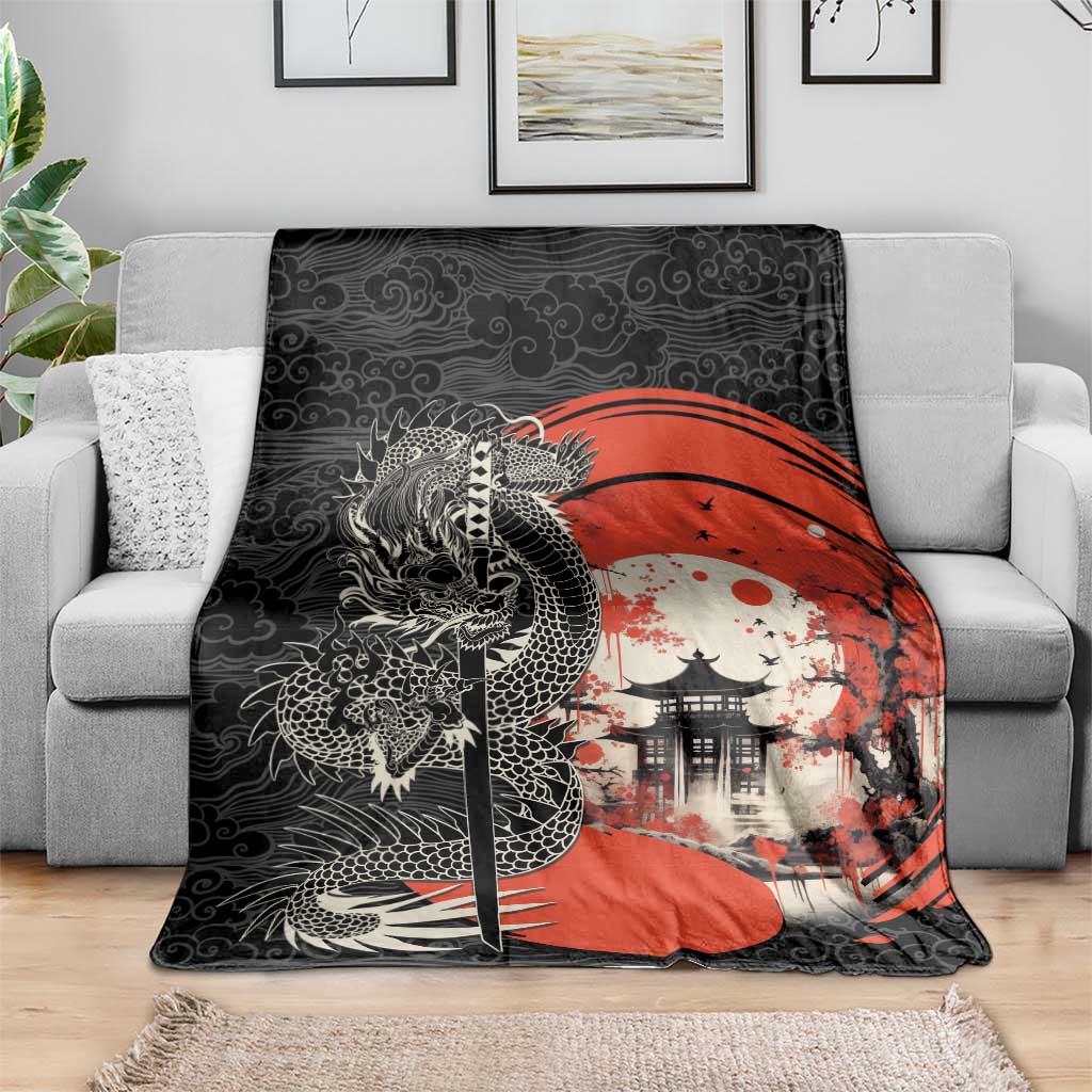 Japanese Dragon Katana Enso Blanket Japan Pagoda Seamless Cloud LT14 - Polynesian Pride