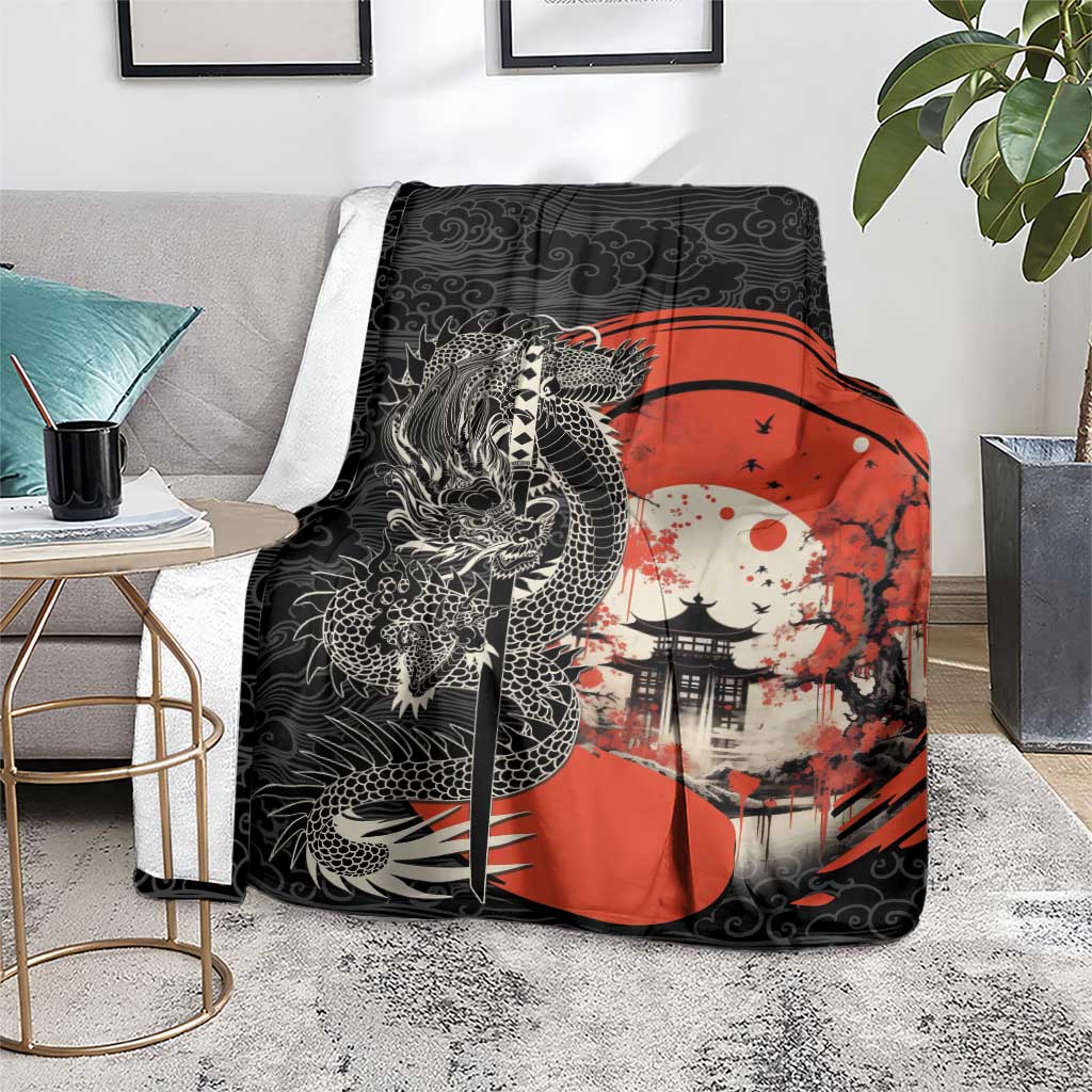 Japanese Dragon Katana Enso Blanket Japan Pagoda Seamless Cloud LT14 - Polynesian Pride