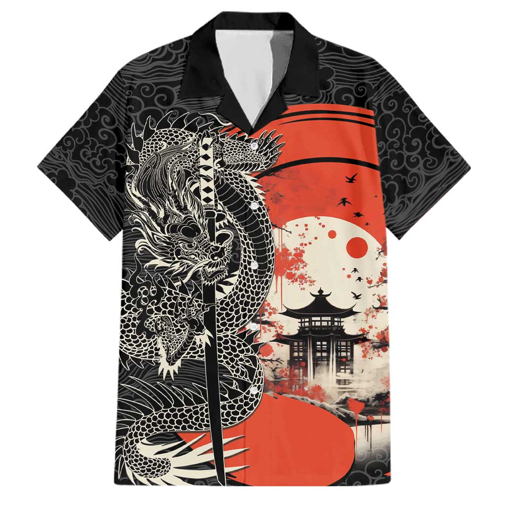 Japanese Dragon Katana Enso Family Matching Puletasi and Hawaiian Shirt Japan Pagoda Seamless Cloud - Polynesian Pride