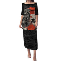 Japanese Dragon Katana Enso Family Matching Puletasi and Hawaiian Shirt Japan Pagoda Seamless Cloud - Polynesian Pride