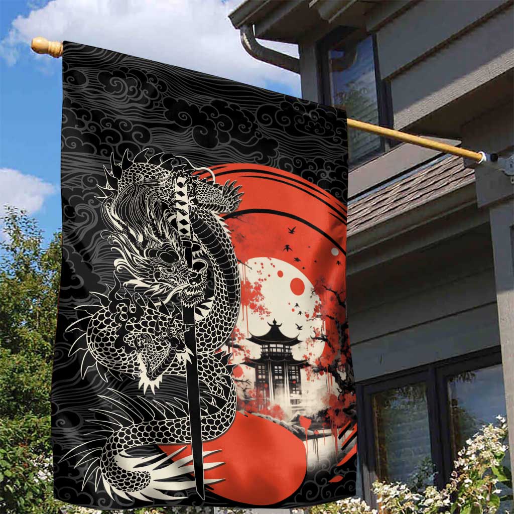 Japanese Dragon Katana Enso Garden Flag Japan Pagoda Seamless Cloud LT14 - Polynesian Pride