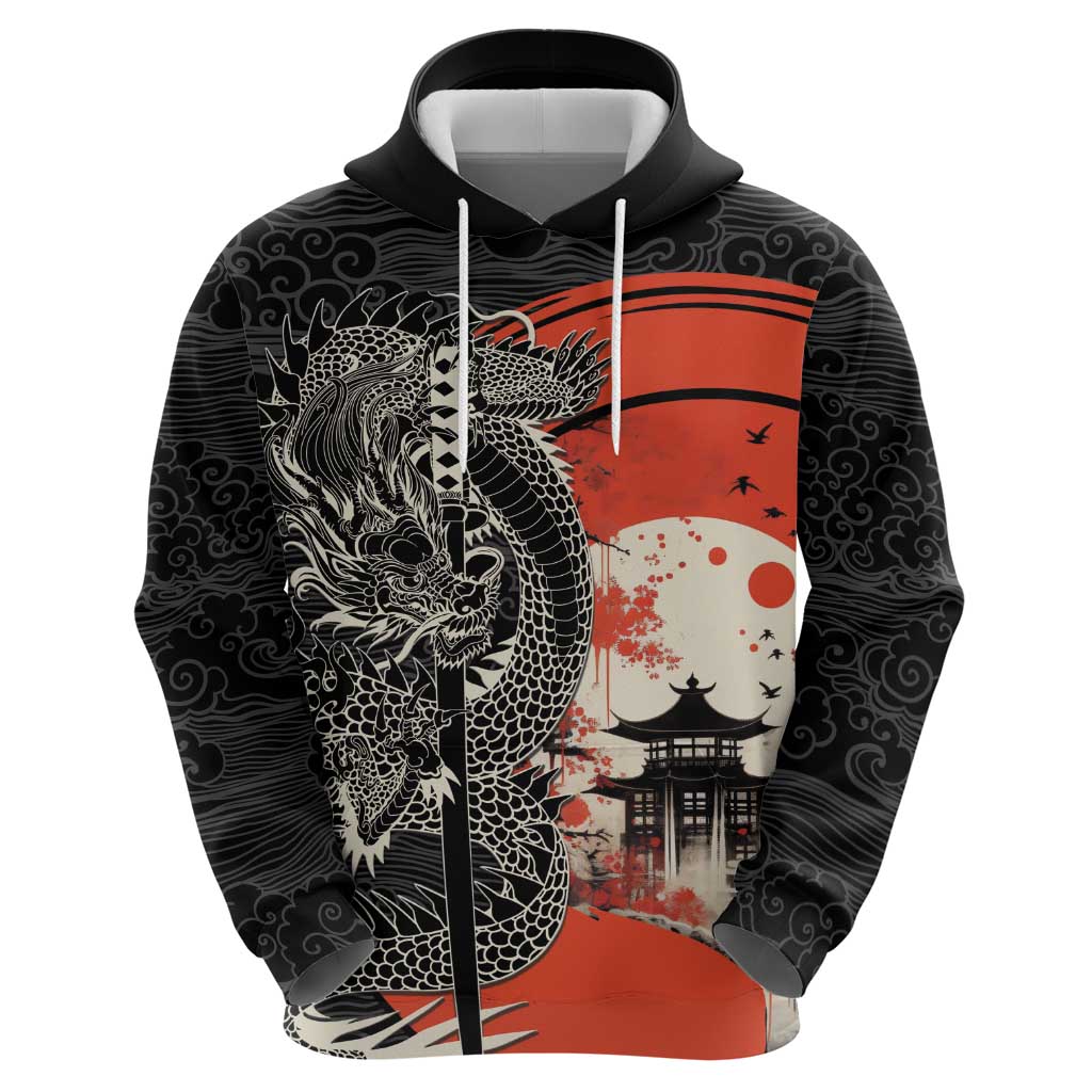 Japanese Dragon Katana Enso Hoodie Japan Pagoda Seamless Cloud LT14 - Polynesian Pride