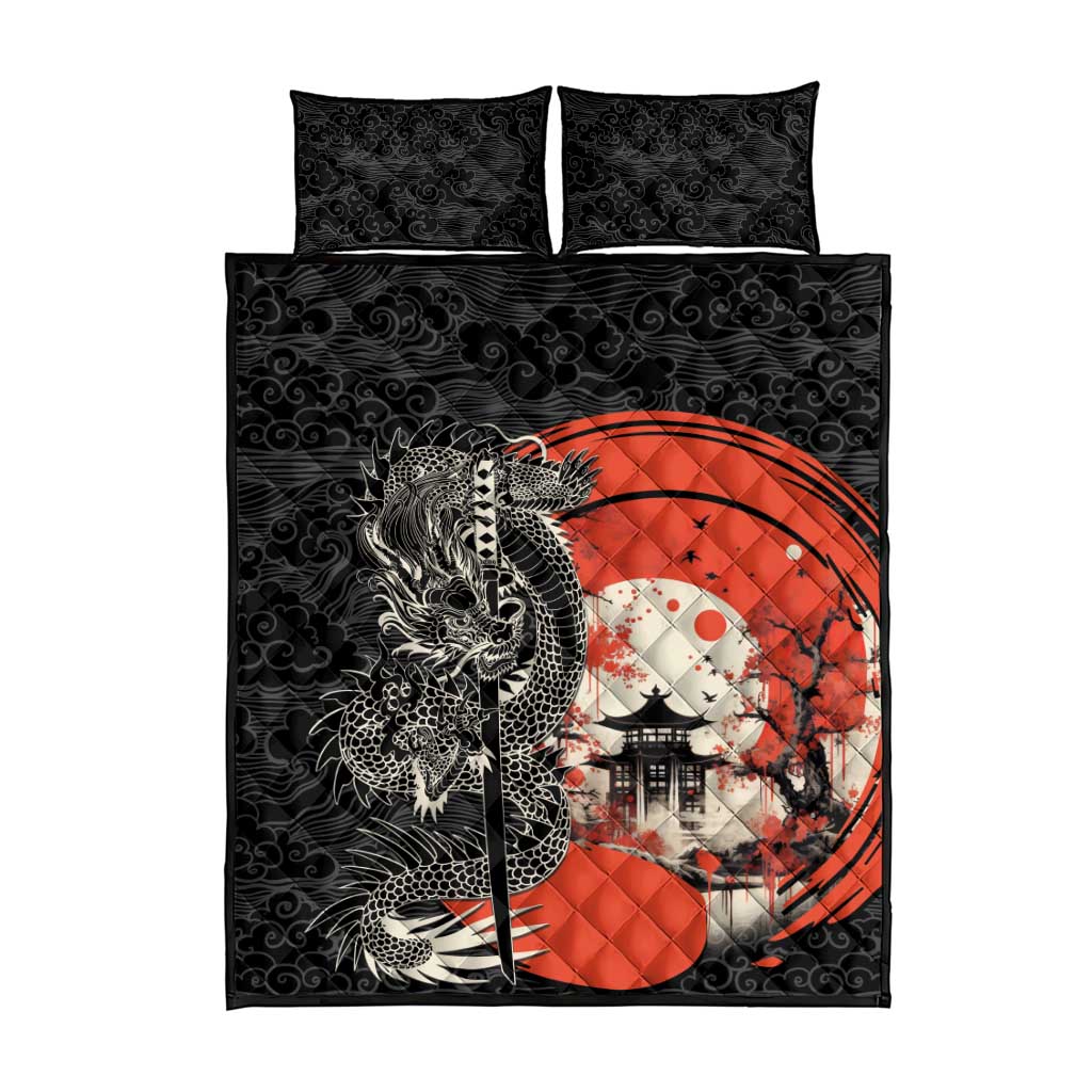 Japanese Dragon Katana Enso Quilt Bed Set Japan Pagoda Seamless Cloud LT14 - Polynesian Pride