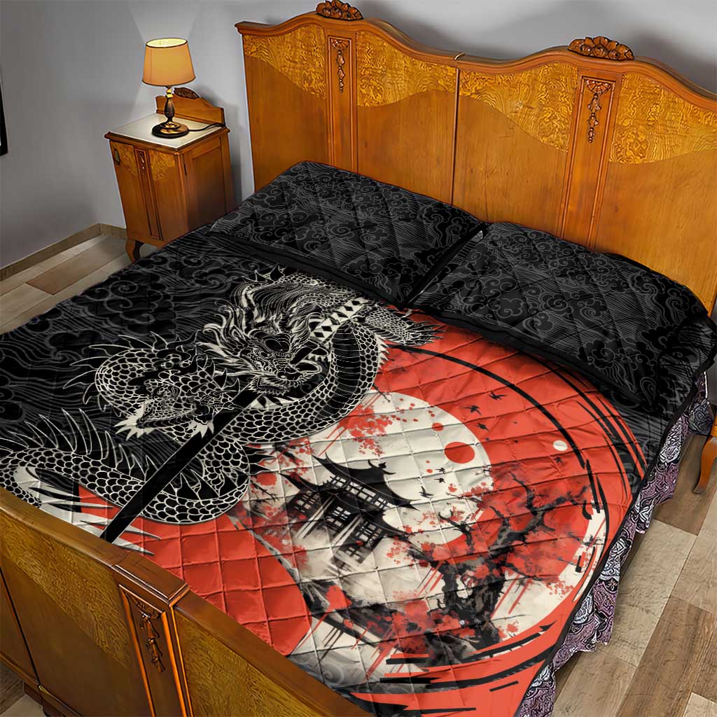 Japanese Dragon Katana Enso Quilt Bed Set Japan Pagoda Seamless Cloud LT14 - Polynesian Pride