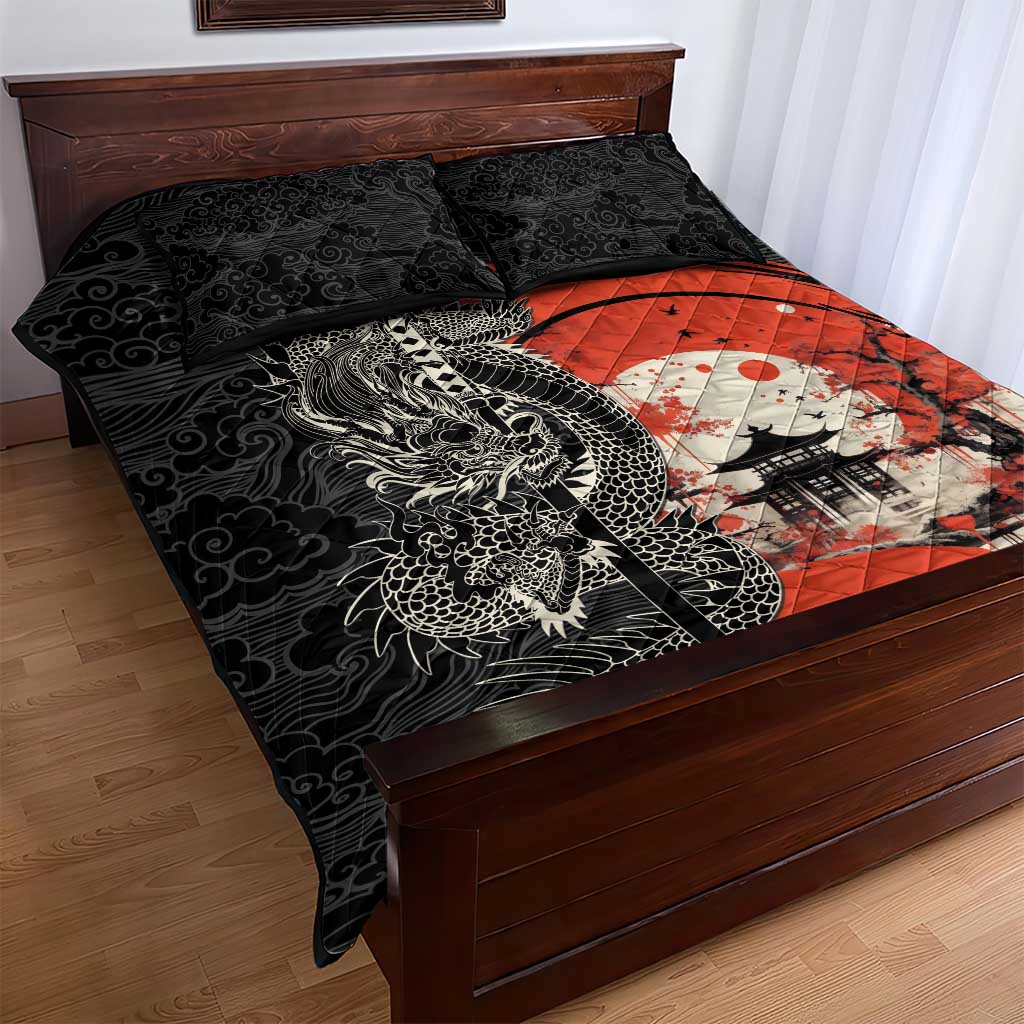 Japanese Dragon Katana Enso Quilt Bed Set Japan Pagoda Seamless Cloud LT14 - Polynesian Pride