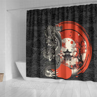 Japanese Dragon Katana Enso Shower Curtain Japan Pagoda Seamless Cloud - Polynesian Pride