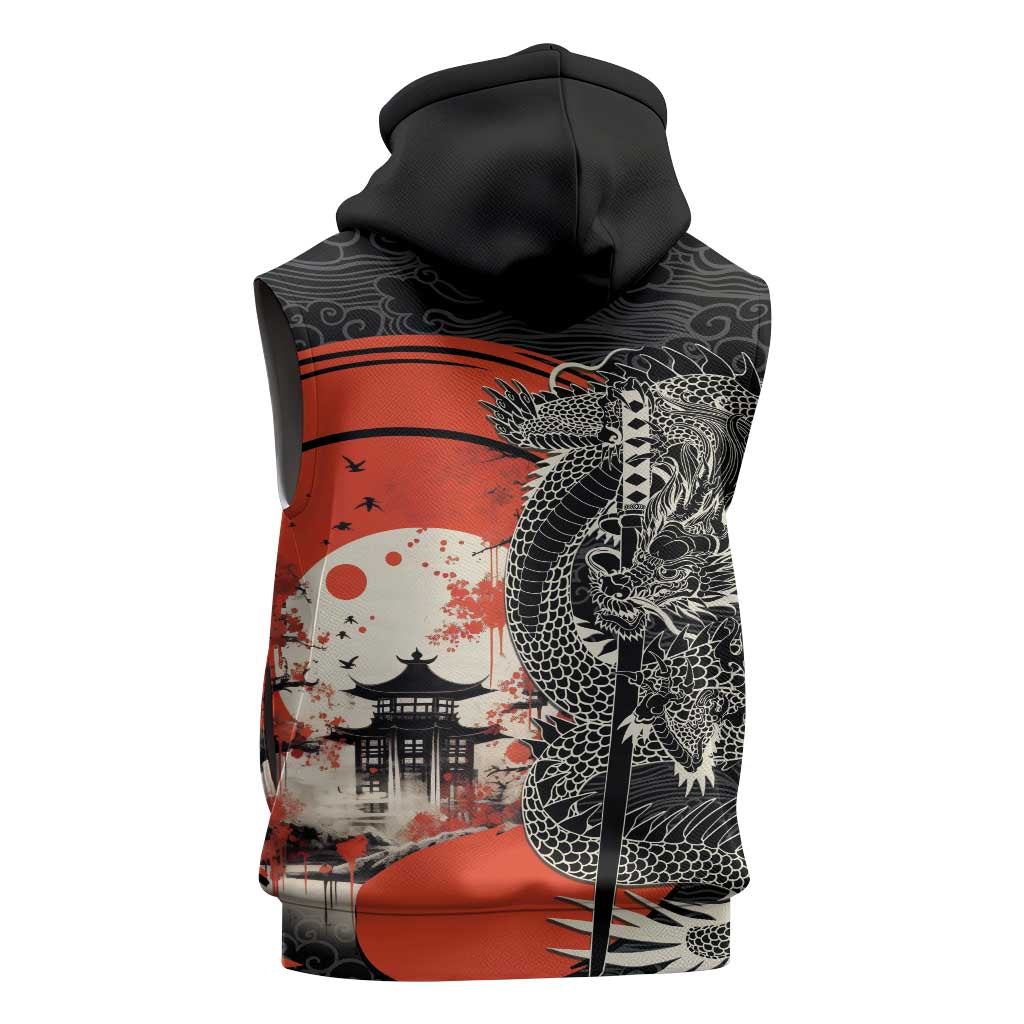 Japanese Dragon Katana Enso Sleeveless Hoodie Japan Pagoda Seamless Cloud LT14 - Polynesian Pride