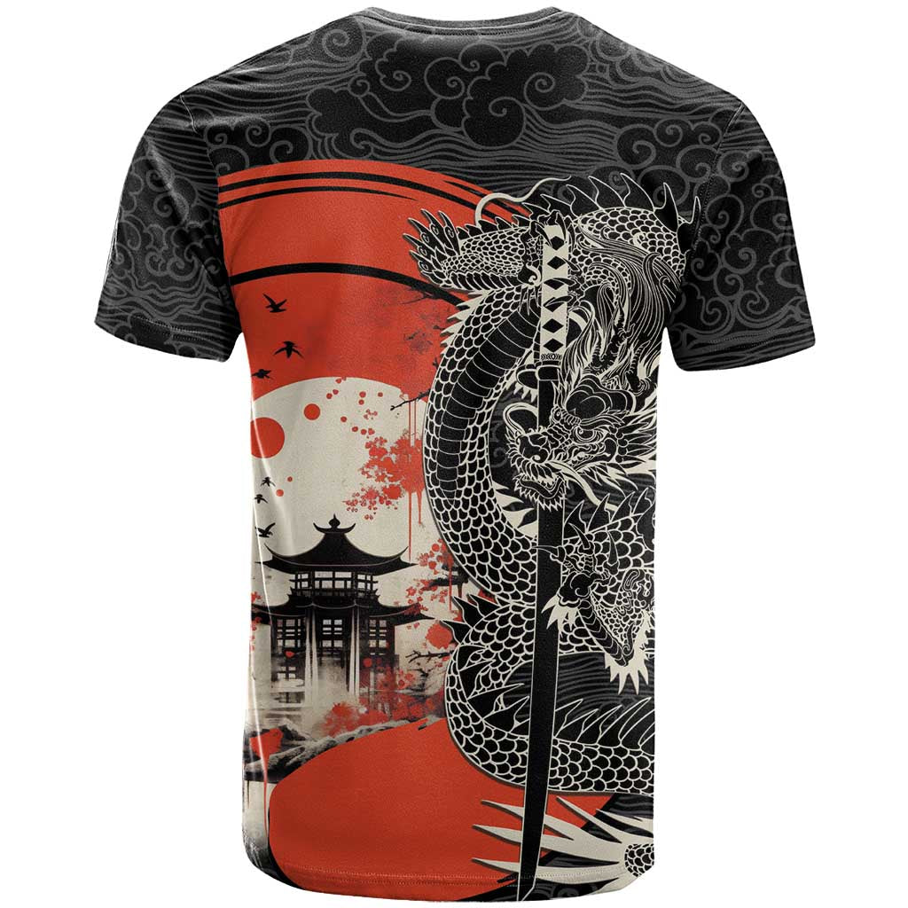 Japanese Dragon Katana Enso T Shirt Japan Pagoda Seamless Cloud LT14 - Polynesian Pride