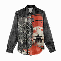 Japanese Dragon Katana Enso Women Casual Shirt Japan Pagoda Seamless Cloud - Polynesian Pride