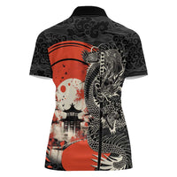 Japanese Dragon Katana Enso Women Polo Shirt Japan Pagoda Seamless Cloud - Polynesian Pride