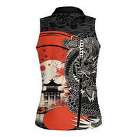 Japanese Dragon Katana Enso Women Sleeveless Polo Shirt Japan Pagoda Seamless Cloud LT14 - Polynesian Pride