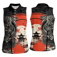 Japanese Dragon Katana Enso Women Sleeveless Polo Shirt Japan Pagoda Seamless Cloud LT14 - Polynesian Pride