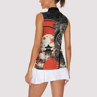 Japanese Dragon Katana Enso Women Sleeveless Polo Shirt Japan Pagoda Seamless Cloud LT14 - Polynesian Pride