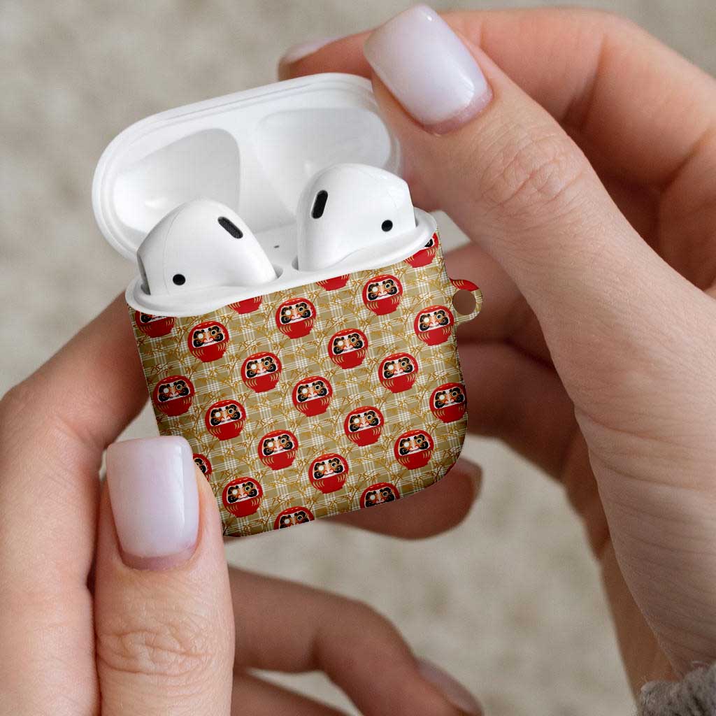 Japanese Daruma Doll AirPods Case Palaka With Seamless Bamboo Pattern LT14 - Polynesian Pride