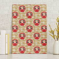 Japanese Daruma Doll Canvas Wall Art Palaka With Seamless Bamboo Pattern - Polynesian Pride