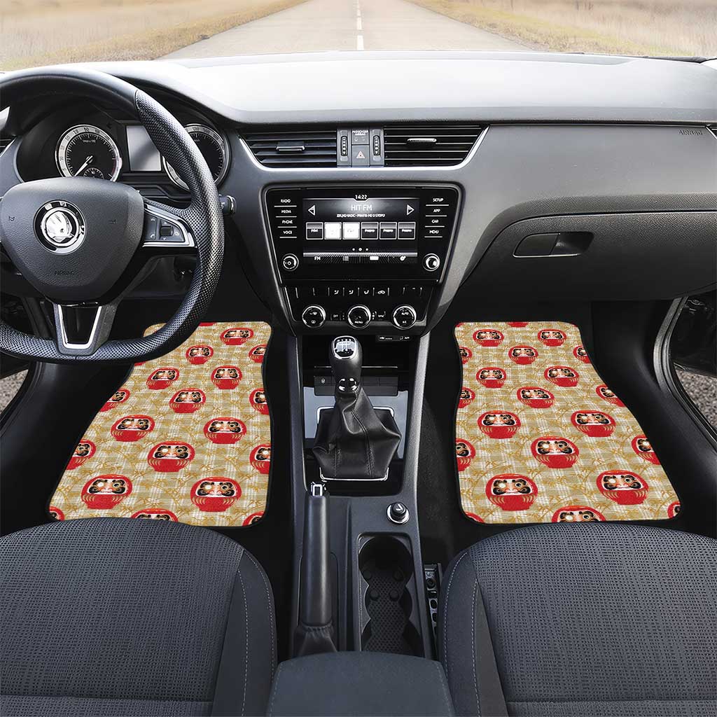 Japanese Daruma Doll Car Mats Palaka With Seamless Bamboo Pattern - Polynesian Pride