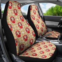 Japanese Daruma Doll Car Seat Cover Palaka With Seamless Bamboo Pattern - Polynesian Pride